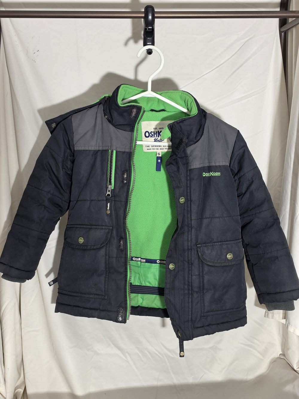 OshKosh B'gosh Navy Puffer Jacket with Green Lining